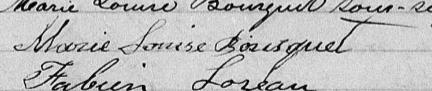 Signature de Marie Louise Bousquet: 3 septembre 1869 Signature de Marie Louise Bousquet: 3 septembre 1869