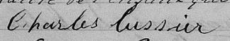 Signature de Charles Lussier: 9 août 1873 Signature de Charles Lussier: 9 août 1873