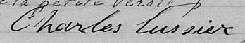 Signature de Charles Lussier: 20 avril 1874 Signature de Charles Lussier: 20 avril 1874