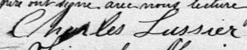 Signature de Charles Lussier: 12 novembre 1884 Signature de Charles Lussier: 12 novembre 1884