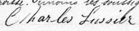 Signature de Charles Lussier: 27 juillet 1885 Signature de Charles Lussier: 27 juillet 1885