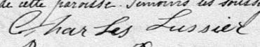 Signature de Charles Lussier: 26 août 1885 Signature de Charles Lussier: 26 août 1885