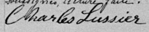 Signature de Charles Lussier: 4 février 1891 Signature de Charles Lussier: 4 février 1891
