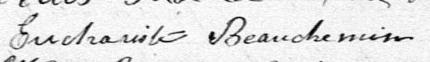 Signature de Euchariste Beauchemin: 3 janvier 1878 Signature de Euchariste Beauchemin: 3 janvier 1878