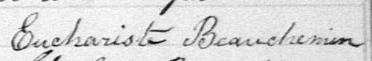 Signature de Euchariste Beauchemin: 8 octobre 1882 Signature de Euchariste Beauchemin: 8 octobre 1882