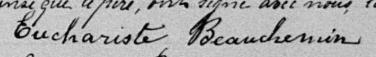 Signature de Euchariste Beauchemin: 19 juillet 1890 Signature de Euchariste Beauchemin: 19 juillet 1890