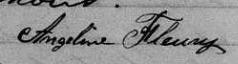 Signature de Angeline Fleury: 31 mars 1860 Signature de Angeline Fleury: 31 mars 1860