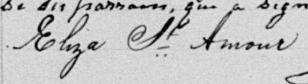 Signature de Eliza Saint-Amour: 3 janvier 1889 Signature de Eliza Saint-Amour: 3 janvier 1889