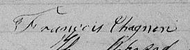 Signature de François Chagnon: 18 décembre 1855 Signature de François Chagnon: 18 décembre 1855