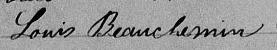Signature de Louis Beauchemin: 2 mars 1863 Signature de Louis Beauchemin: 2 mars 1863