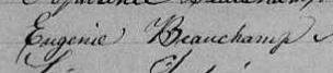 Signature de Eugenie Beauchamp: 11 février 1861 Signature de Eugenie Beauchamp: 11 février 1861