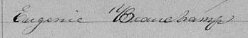 Signature de Eugenie Beauchamp: 12 février 1862 Signature de Eugenie Beauchamp: 12 février 1862