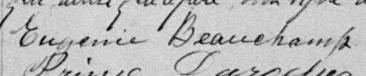 Signature de Eugenie Beauchamp: 17 octobre 1886 Signature de Eugenie Beauchamp: 17 octobre 1886