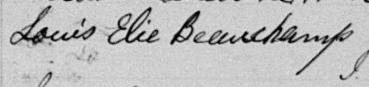 Signature de Louis Elie Beauchamp: 31 mai 1890 Signature de Louis Elie Beauchamp: 31 mai 1890