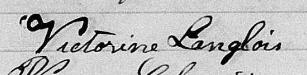 Signature de Victorine Langlois: 19 janvier 1869 Signature de Victorine Langlois: 19 janvier 1869