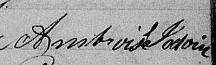 Signature de Ambroise Jodoin: 10 février 1852 Signature de Ambroise Jodoin: 10 février 1852