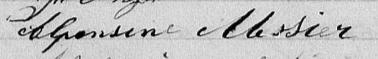 Signature de Alphonsine Messier: 23 août 1869 Signature de Alphonsine Messier: 23 août 1869