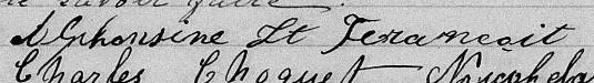 Signature de Alphonsine Saint-Françoit: 25 octobre 1870 Signature de Alphonsine Saint-Françoit: 25 octobre 1870