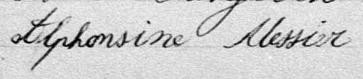Signature de Alphonsine Messier: 18 juillet 1877 Signature de Alphonsine Messier: 18 juillet 1877
