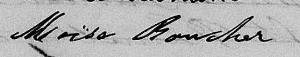 Signature de Moïse Boucher: 30 juillet 1855 Signature de Moïse Boucher: 30 juillet 1855