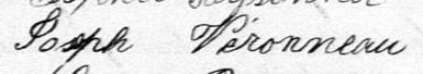 Signature de Joseph Véronneau: 29 octobre 1878 Signature de Joseph Véronneau: 29 octobre 1878