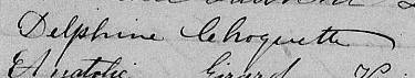 Signature de Delphine Choquette: 10 novembre 1856 Signature de Delphine Choquette: 10 novembre 1856
