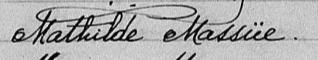 Signature de Mathilde Massüe: 29 février 1872 Signature de Mathilde Massüe: 29 février 1872
