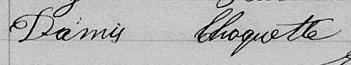 Signature de Damis Choquette: 21 décembre 1874 Signature de Damis Choquette: 21 décembre 1874