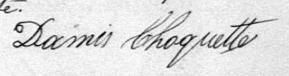 Signature de Damis Choquette: 23 juin 1885 Signature de Damis Choquette: 23 juin 1885