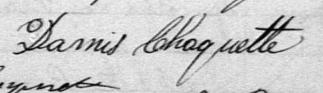 Signature de Damis Choquette: 29 octobre 1885 Signature de Damis Choquette: 29 octobre 1885