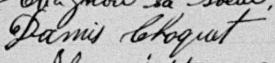Signature de Damis Choquet: 5 février 1894 Signature de Damis Choquet: 5 février 1894