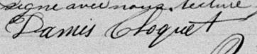 Signature de Damis Choquet: 22 juillet 1897 Signature de Damis Choquet: 22 juillet 1897