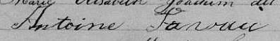 Signature de Antoine Favau: 6 août 1860 Signature de Antoine Favau: 6 août 1860