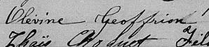 Signature de Olévine Geoffrion: 18 février 1868 Signature de Olévine Geoffrion: 18 février 1868