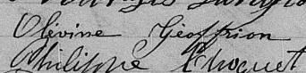 Signature de Olévine Géoffrion: 3 octobre 1871 Signature de Olévine Géoffrion: 3 octobre 1871