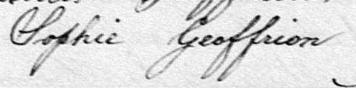 Signature de Sophie Geoffrion: 17 mai 1879 Signature de Sophie Geoffrion: 17 mai 1879