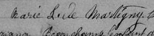 Signature de Marie L. de Martigny: 6 août 1861 Signature de Marie L. de Martigny: 6 août 1861