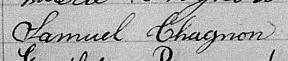 Signature de Samuel Chagnon: 14 février 1871 Signature de Samuel Chagnon: 14 février 1871
