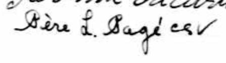 Signature de Père L. Pagé CSV: 22 octobre 1938 Signature de Père L. Pagé CSV: 22 octobre 1938