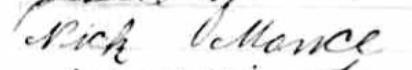Signature de Nick Mance: 22 juin 1911 Signature de Nick Mance: 22 juin 1911