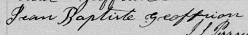 Signature de Jean Baptiste Geoffrion: 29 janvier 1890 Signature de Jean Baptiste Geoffrion: 29 janvier 1890