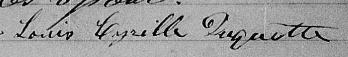 Signature de Louis Cyrille Duquette: 11 novembre 1863 Signature de Louis Cyrille Duquette: 11 novembre 1863