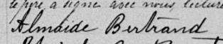 Signature de Almaïde Bertrand: 14 mai 1890 Signature de Almaïde Bertrand: 14 mai 1890