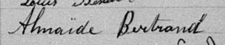 Signature de Almaïde Bertrand: 3 décembre 1893 Signature de Almaïde Bertrand: 3 décembre 1893