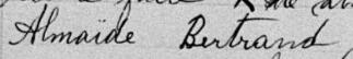 Signature de Almaïde Bertrand: 23 juin 1894 Signature de Almaïde Bertrand: 23 juin 1894