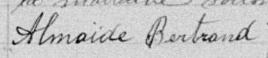 Signature de Almaïde Bertrand: 5 juillet 1896 Signature de Almaïde Bertrand: 5 juillet 1896