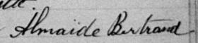 Signature de Almaïde Bertrand: 26 novembre 1898 Signature de Almaïde Bertrand: 26 novembre 1898