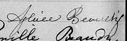 Signature de Aglaée Beaudry: 17 février 1873 Signature de Aglaée Beaudry: 17 février 1873