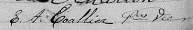 Signature de E. A. Coallier Ptre Vic: 18 octobre 1869 Signature de E. A. Coallier Ptre Vic: 18 octobre 1869