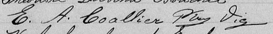 Signature de E. A. Coallier Ptre Vic: 8 mai 1872 Signature de E. A. Coallier Ptre Vic: 8 mai 1872